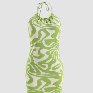 Cider - Green & White Halter Dress